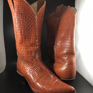 Justin woven tan cowboy boots size 7
